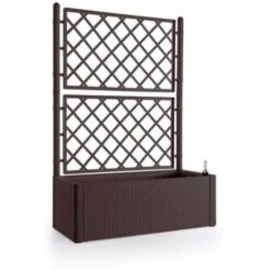 Stefanplast Fioriera Natural Deluxe Rettangolare Con Spalliera Moka