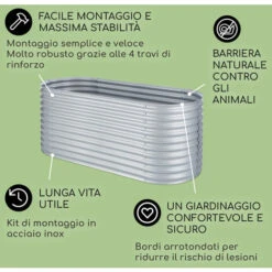 Blumfeldt High Grow Fioriera Rialzata 2,0m Rivestimento Zinco-alluminio Argento -Vendite VIDAXL 13295878 3