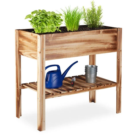 Relaxdays Fioriera In Legno, Scomparto, Aiuola A Cassetta Da Terrazza, Per Erbe Aromatiche, HLP 80x88x43,5cm, Fiammato 1 Relaxdays Fioriera In Legno, Scomparto, Aiuola A Cassetta Da Terrazza, Per Erbe Aromatiche, HLP 80x88x43,5cm, Fiammato