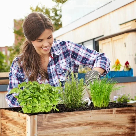 Relaxdays Fioriera In Legno, Scomparto, Aiuola A Cassetta Da Terrazza, Per Erbe Aromatiche, HLP 80x88x43,5cm, Fiammato 3 Relaxdays Fioriera In Legno, Scomparto, Aiuola A Cassetta Da Terrazza, Per Erbe Aromatiche, HLP 80x88x43,5cm, Fiammato - immagine 3