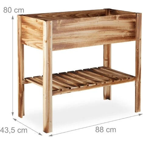 Relaxdays Fioriera In Legno, Scomparto, Aiuola A Cassetta Da Terrazza, Per Erbe Aromatiche, HLP 80x88x43,5cm, Fiammato 4 Relaxdays Fioriera In Legno, Scomparto, Aiuola A Cassetta Da Terrazza, Per Erbe Aromatiche, HLP 80x88x43,5cm, Fiammato - immagine 4