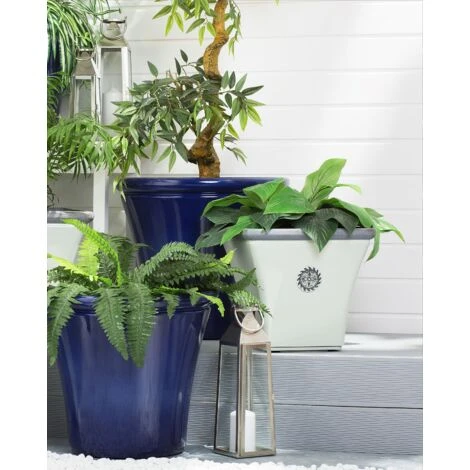 Fioriera Quadrata In Miscela Di Pietra Bianca Da Esterno 37 X 37 X 35 Cm Elateia 2 Fioriera Quadrata In Miscela Di Pietra Bianca Da Esterno 37 X 37 X 35 Cm Elateia - immagine 2