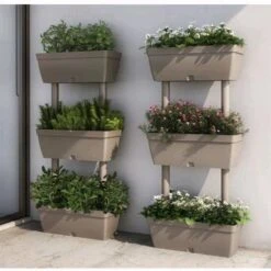 Kit 3 Pezzi FIORIERA DA GIARDINO Colore TORTORA 50X17X100H Cm