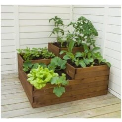 Fioriera 90x90 Orto Rialzato Da Balcone Giardino Terrazzo Aiuola Vaso In Legno