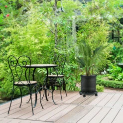 Relaxdays Carrello Portavasi Rotondo, Metallo, Sottovaso Da Interni Ed Esterni Antico Diametro 38 Cm, Per Vasi, Verde -Vendite VIDAXL 18239830 5