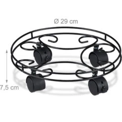 Relaxdays Carrello Portavasi, Set Da 2, Rotondo, Interni E Esterni, Con Freni, Sottovaso Per Vasi Ø 28 Cm, Metallo, Nero 8 Relaxdays Carrello Portavasi, Set Da 2, Rotondo, Interni E Esterni, Con Freni, Sottovaso Per Vasi Ø 28 Cm, Metallo, Nero -Vendite VIDAXL 18250643 4