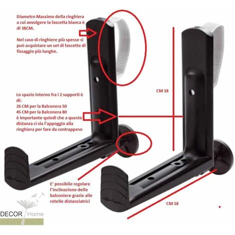 SUPPORTI NERI Per Balconera 50 E 80 - LECHUZA 2 SUPPORTI NERI Per Balconera 50 E 80 - LECHUZA - immagine 2
