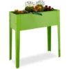 Relaxdays Aiuola Rialzata, Metallo, 4 Gambe, Fioriera, Vaso, Orto Da Giardino, H X L X P: 80,5 X 81,5 X 31 Cm, Verde