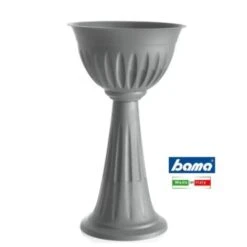 Vaso Vasi Fioriera Da Giardino A Colonna Alba Bama Grigio Con Piede Plastica