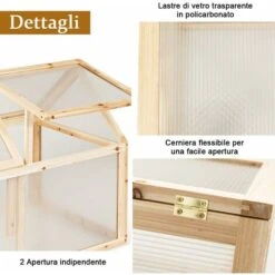 Mini Serra Da Giardino, Serra Per Piante, Legno, 100 X 53 X 71 Cm -Vendite VIDAXL 19907658 4