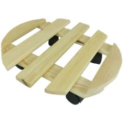 Sottovaso Con Ruote Rotondo 30 Cm Legno Europeo Impregnato Giardino Balcone STI