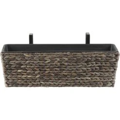 Vaso Da Fiori Marrone Rettangolare Tessuto Sintetico Intrecciato 60 X 20 Cm Kawala