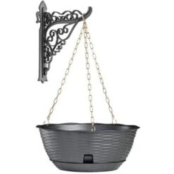 Bama Ciotola Vaso Fioriera Per Fiori Paglia Kit Appendibile � Cm 30xh13 Colore: Antracite