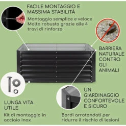 Blumfeldt Blum High Grow Straight, Fioriera Rialzata, 200x60x100cm, 1200l, Acciaio -Vendite VIDAXL 27717636 3