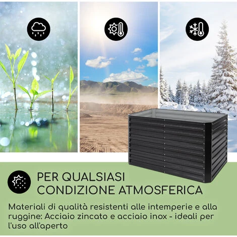 Blumfeldt Blum High Grow Straight, Aiuola Rialzata, 200x90x100cm, 1800l, Acciaio 2 Blumfeldt Blum High Grow Straight, Aiuola Rialzata, 200x90x100cm, 1800l, Acciaio - immagine 2