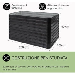 Blumfeldt Blum High Grow Straight, Aiuola Rialzata, 200x90x100cm, 1800l, Acciaio 9 Blumfeldt Blum High Grow Straight, Aiuola Rialzata, 200x90x100cm, 1800l, Acciaio -Vendite VIDAXL 27717639 5