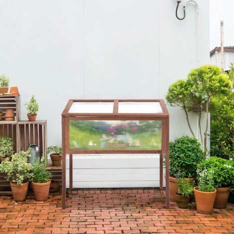 Outsunny Mini Serra Da Giardino In Legno E Policarbonato Con Tetto Apribile 2 Outsunny Mini Serra Da Giardino In Legno E Policarbonato Con Tetto Apribile - immagine 2