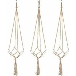 3 Pezzi Di Piante Sospese, Ganci Per Vasi Da Fiori In Iuta, Portapiante In Macramè Con Portachiavi Per La Decorazione Di Interni All'aperto