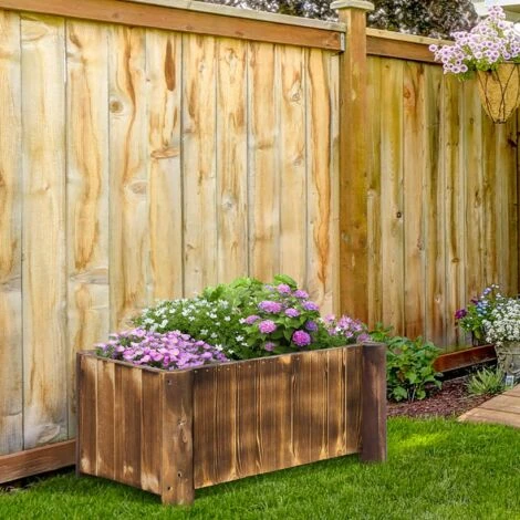 Outsunny Fioriera Box Rettangolare Per Piante In Legno Di Abete, 70x35x30cm 2 Outsunny Fioriera Box Rettangolare Per Piante In Legno Di Abete, 70x35x30cm - immagine 2
