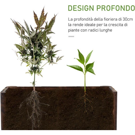 Outsunny Fioriera Box Rettangolare Per Piante In Legno Di Abete, 70x35x30cm 4 Outsunny Fioriera Box Rettangolare Per Piante In Legno Di Abete, 70x35x30cm - immagine 4