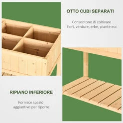 Outsunny Orto Pensile Urbano Con 8 Griglie E Ripiano Inferiore Per Piante Da Giardino 120x60x81cm Legno -Vendite VIDAXL 28944791 4