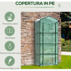Outsunny Serra Da Giardino Per Piante Con 4 Ripiani In PE, 70x50x160cm, Verde -Vendite VIDAXL 28944923 5