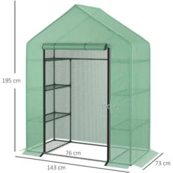 Outsunny Serra Con Scaffali E Tetto A Spiovente In PE, 143x73x195cm -Vendite VIDAXL 28945695 3