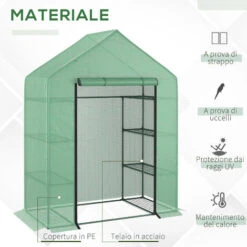 Outsunny Serra Con Scaffali E Tetto A Spiovente In PE, 143x73x195cm -Vendite VIDAXL 28945695 4