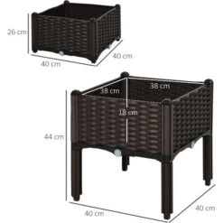 Outsunny Set 2 Pezzi Vasi Fioriera Rialzata Componibile In PP Effetto Rattan Marrone -Vendite VIDAXL 28945909 3