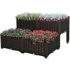 Outsunny Set 4 Pezzi Fioriere Rialzate Da Giardino Effeto Rattan In PP, Marrone