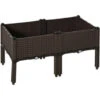Outsunny Fioriera Da Esterno Rialzata 2 Pezzi Autoirrigante In PP Marrone