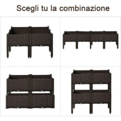 Outsunny Fioriera Da Esterno Rialzata 2 Pezzi Autoirrigante In PP Marrone -Vendite VIDAXL 28946773 4