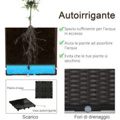 Outsunny Fioriera Da Esterno Rialzata 2 Pezzi Autoirrigante In PP Marrone -Vendite VIDAXL 28946773 5