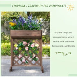 Outsunny Fioriera Da Esterno Rialzata Con Traliccio Per Piante Rampicanti -Vendite VIDAXL 28947431 5