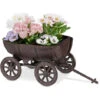 Relaxdays Carriola Porta Fiori, Decorazione Da Giardino, Fioriera Da Esterno A Mezza Botte, Carretto Portavasi, Marrone