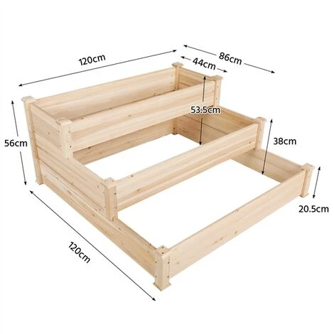 Yaheetech Fioriera Da Esterno 3 Livelli In Legno Da Giardino Balcone Lettino Per Piante Da Giardino Giardinaggio Letto Orto In Legno Naturale Fioriera Portapiante 120 X 120 X 56 Cm 2 Yaheetech Fioriera Da Esterno 3 Livelli In Legno Da Giardino Balcone Lettino Per Piante Da Giardino Giardinaggio Letto Orto In Legno Naturale Fioriera Portapiante 120 X 120 X 56 Cm - immagine 2