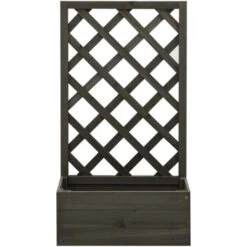 Fioriera Con Traliccio Grigia 50x25x90 Cm Massello Di Abete VidaXL -Vendite VIDAXL 30199596 2
