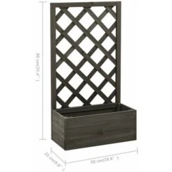 Fioriera Con Traliccio Grigia 50x25x90 Cm Massello Di Abete VidaXL -Vendite VIDAXL 30199596 3