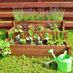 FRANKYSTAR Orto Tris - Fioriera A 3 Livelli In Legno Di Pino Impregnato Lettino Per Orto Rialzato A 3 Livelli Contenitore A Scala Per Orto Urbano -Vendite VIDAXL 30566044 3