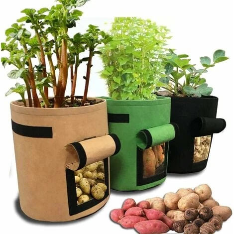 Home Balcony Garden Plant Bags For Plants And Vegetables, Potato Growing Container 30x30x35cm / 11.8x11.8x13.8 Inch Black - 1 Vegetable Grow Bag. 1 Home Balcony Garden Plant Bags For Plants And Vegetables, Potato Growing Container 30x30x35cm / 11.8x11.8x13.8 Inch Black - 1 Vegetable Grow Bag.