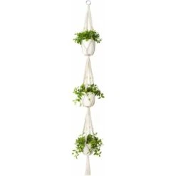 Macrame Plant Hanger 3 Tier Indoor Outdoor Hanging Plant Basket 177cm Corda Di Cotone Con Perline