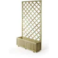 Fioriera Con Vasca E Griglia In Legno Da Giardino Balcone Terrazzo Verdelook - Formato: 90 X 30,5 X H 180