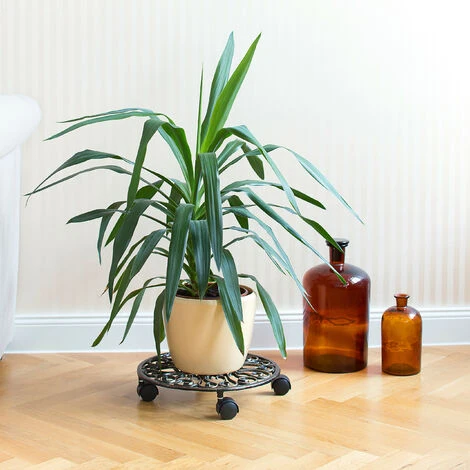 Relaxdays Carrello Portavasi Rotondo, Ø 33,5 Cm, Sottovaso In Metallo, 4 Ruote, Design Antico, Resistente, Bronzo 2 Relaxdays Carrello Portavasi Rotondo, Ø 33,5 Cm, Sottovaso In Metallo, 4 Ruote, Design Antico, Resistente, Bronzo - immagine 2
