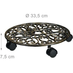 Relaxdays Carrello Portavasi Rotondo, Ø 33,5 Cm, Sottovaso In Metallo, 4 Ruote, Design Antico, Resistente, Bronzo 8 Relaxdays Carrello Portavasi Rotondo, Ø 33,5 Cm, Sottovaso In Metallo, 4 Ruote, Design Antico, Resistente, Bronzo -Vendite VIDAXL 32022965 4