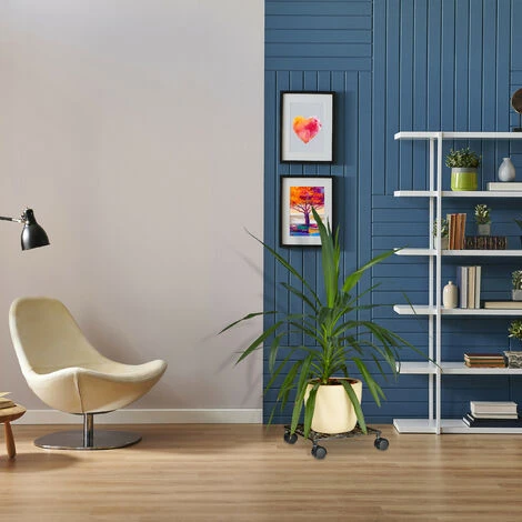 Relaxdays Carrello Portavasi Rotondo, Ø 33,5 Cm, Sottovaso In Metallo, 4 Ruote, Design Antico, Resistente, Bronzo 5 Relaxdays Carrello Portavasi Rotondo, Ø 33,5 Cm, Sottovaso In Metallo, 4 Ruote, Design Antico, Resistente, Bronzo - immagine 5