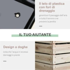 Outsunny Letto Per Orto Rialzato Con 4 Vasi Portapiante Da 50x30x60cm, Fioriera Da Esterno In Legno Colore Naturale -Vendite VIDAXL 32173944 5