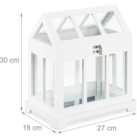 Relaxdays Set 2 Mini Serre Da Interni, Legno MDF E Vetro Temperato, 2 Dimensioni, Shabby Chic, Anche Decorative, Bianco 4 Relaxdays Set 2 Mini Serre Da Interni, Legno MDF E Vetro Temperato, 2 Dimensioni, Shabby Chic, Anche Decorative, Bianco - immagine 4