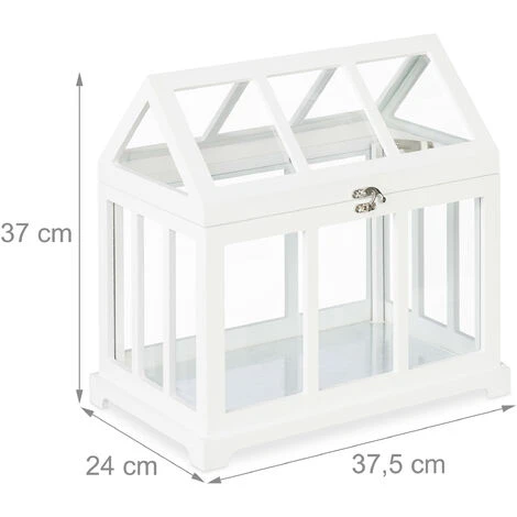 Relaxdays Set 2 Mini Serre Da Interni, Legno MDF E Vetro Temperato, 2 Dimensioni, Shabby Chic, Anche Decorative, Bianco 5 Relaxdays Set 2 Mini Serre Da Interni, Legno MDF E Vetro Temperato, 2 Dimensioni, Shabby Chic, Anche Decorative, Bianco - immagine 5