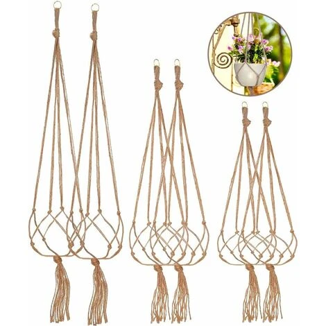 Set Di 6 Vasi Da Fiori In Macramè Di Cotone Per La Decorazione Della Parete 1 Set Di 6 Vasi Da Fiori In Macramè Di Cotone Per La Decorazione Della Parete