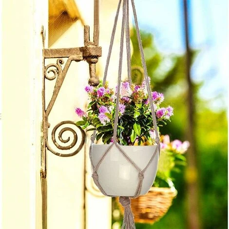 Set Di 6 Vasi Da Fiori In Macramè Di Cotone Per La Decorazione Della Parete 4 Set Di 6 Vasi Da Fiori In Macramè Di Cotone Per La Decorazione Della Parete - immagine 4